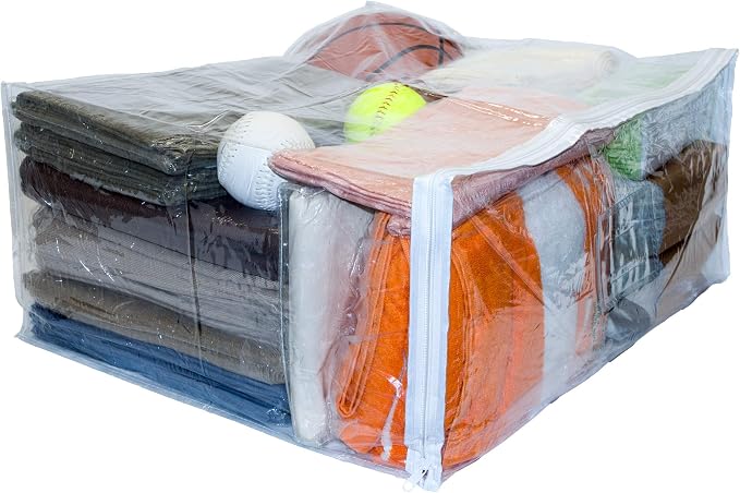 Set of 10 Clear Vinyl Zippered Storage Bags 24 x 20 x 11 Inch - Image 2