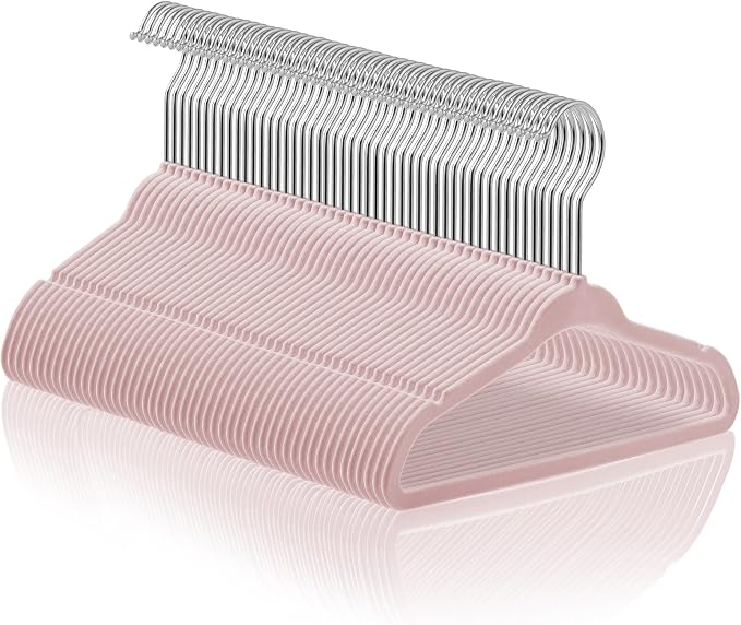 Casafield 50 Velvet Baby Hangers - 11" Size for Infant & Toddler Clothes - Light Pink by Casafield