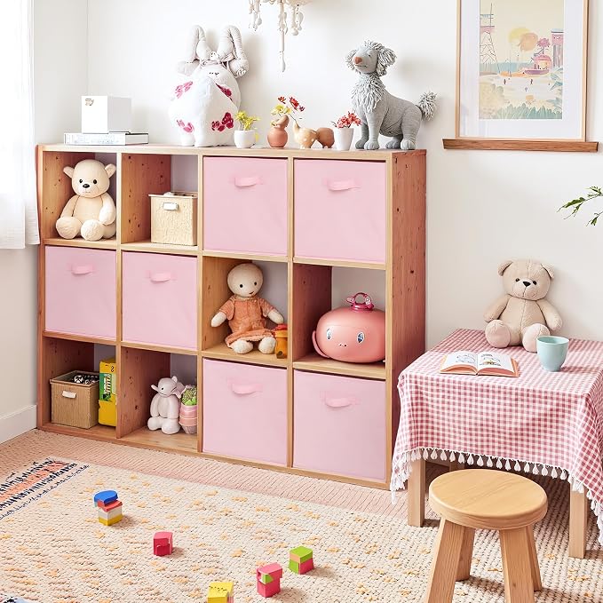 Cupic Cupid 6-Pack 13x13 Cube Storage Bins, Storage Cube Organizer, Pink | Foldable, Reinforced Front Handle, Holds Clothes, Toys, Blankets, Fits Closet, Cube Shelves, Nursery, Bedroom - Image 2