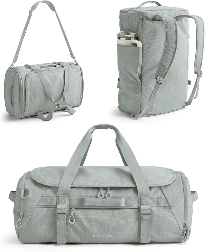 BAGSMART 4-IN-1 Duffle Bag for Travel, 40L Gym Bag Workout with Wet Pocket | TSA Carry on Backpack with Shoes Compartment, Duffle & Backpack for Gym Travel Weekender Hiking, Water-resistant by BAGSMART