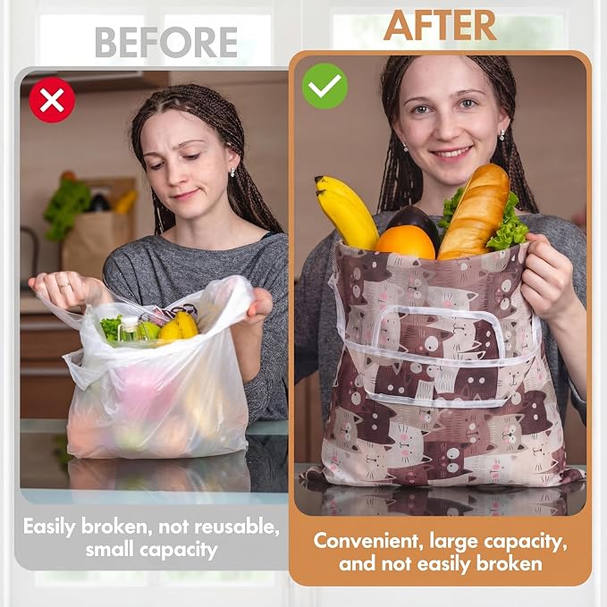 Paterr 46 Pcs Foldable Reusable Grocery Bags Bulk Machine Washable Waterproof Shopping Bags Packable Grocery Tote Pouches - Image 2