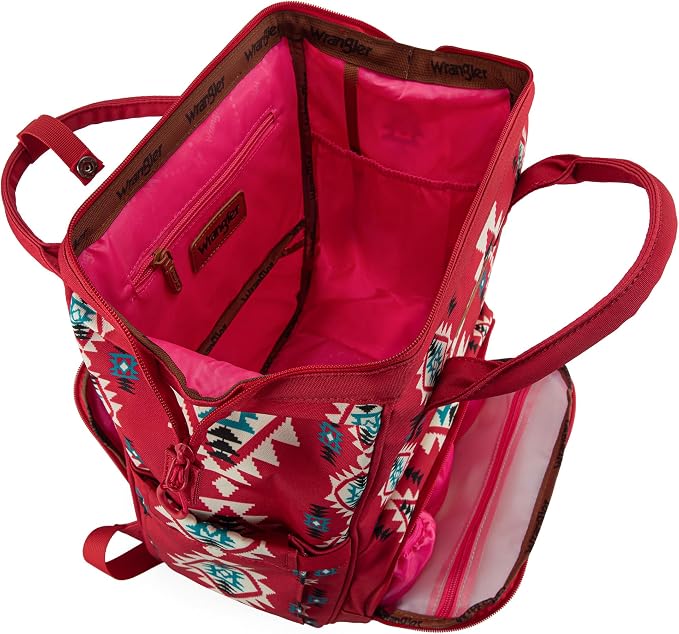 Wrangler Aztec Backpack Organized Daypack Travel Baby Bag with Stroller Strap and Side Bottle Pockets WG2204-9110BDY - Image 4