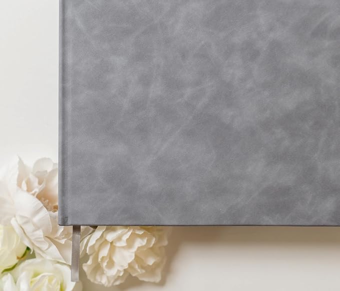 Personalized Guestbook in Slate Gray - Premium Custom Modern Guest Book for Wedding Reception, Birthday Party or Events w/Bookmark Blank Pages for Signing 11.5 x 8.5 inches - Image 4