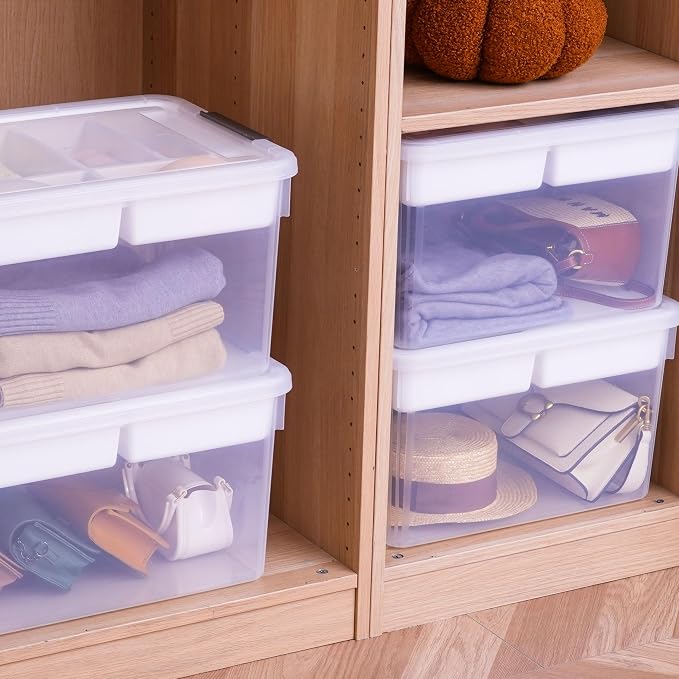 Citylife 32QT 4Packs Clear Craft Organizers and Storage Box with Tray | Stackable Art Supply Organizer Storage Bins with Lids for Beads, Markers, Sewing, Tools, Clothes, Files, Office Supplies - Image 5