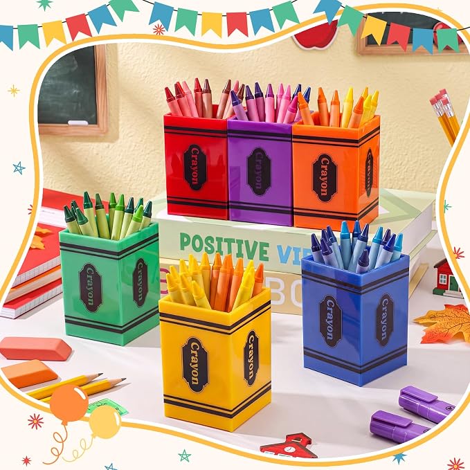 Tenceur 24 Pcs Acrylic Crayon Holder Organizer for Classroom | Rainbow Pen Holder,Crayon Organizer,Marker Storage Dispenser,Back to School for Classroom School Art Storage Supplies - Image 4