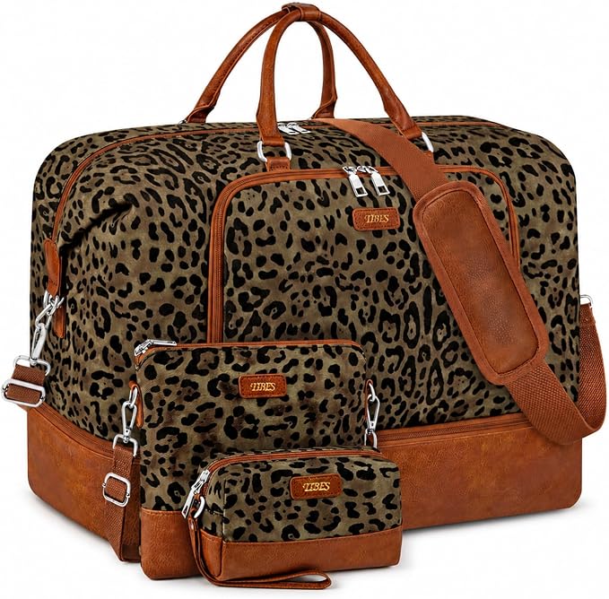 TIBES Travel Weekender Bag for Women, Overnight Bag with Shoe Compartment | 3PCS Large Travel Duffel Bag for Gym, Travel, Hospital, Business Trip, Carry On Tote, Wet & Dry Separation, Water Resistant by TIBES