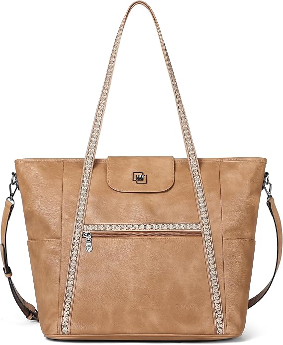 Large Laptop Tote Bag for Women Designer Leather Laptop Bag, 15.6in | Fashion Travel Backpack Purse Shoulder Handbag Fits 15.6 Laptop, Daily, Work, Business Trip, Weekend Travel, Teacher - Image 9