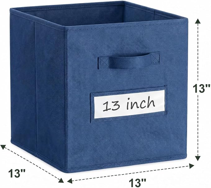 Storage Bins,13" Cube Storage Bin with Labels,10pcs,Navy Blue | Fabric Storage Cubes for Shelves,13 Inch storage cube bins with 10 Labels Window Cards & a Pen. - Image 3