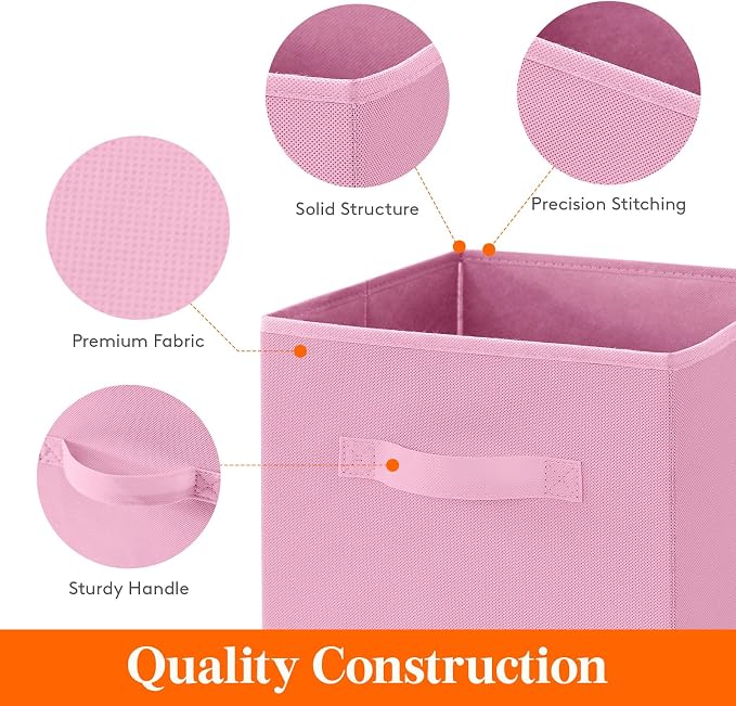 Lifewit Storage Cubes, 11 Inch Organizer Bins, 18L Pink, 12 Packs | Foldable Decorative Fabric Storage Baskets for Organizing Home Organizers with Handles for Shelves, Closet - Image 3