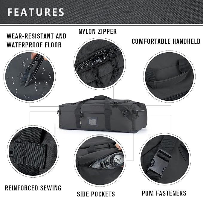 86l Large Duffel Bag For Travel, Gym & Sports - Water Repellent Polyester, Hidden Straps, Shoe Compartment - Perfect Luggage Duffle Bag Or Backpack For Men & Women - Image 4