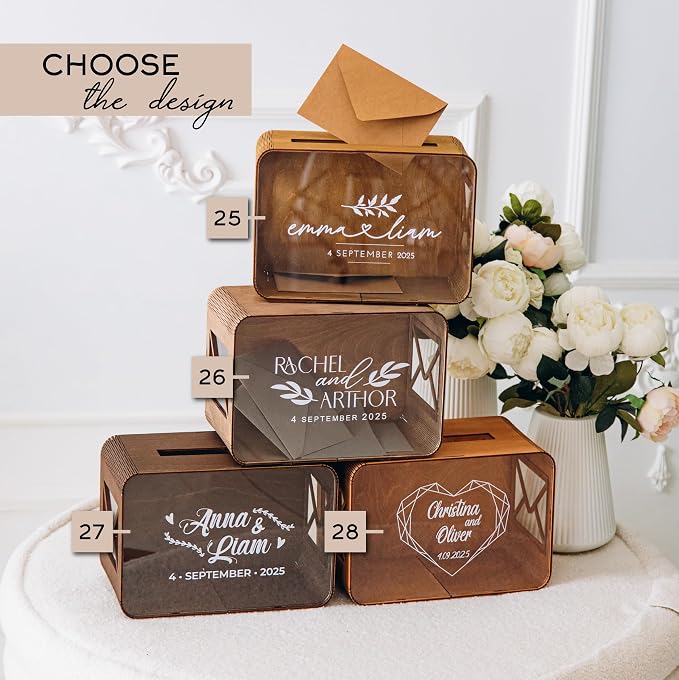 Tree Leaves Guest Book - Rustic Wooden Wedding Guest Book Alternative – Personalized Heart Drop Box with Tree Design for Reception, Baby Shower & Engagement Party Decor - Tree Guest Book for Wedding - Image 5