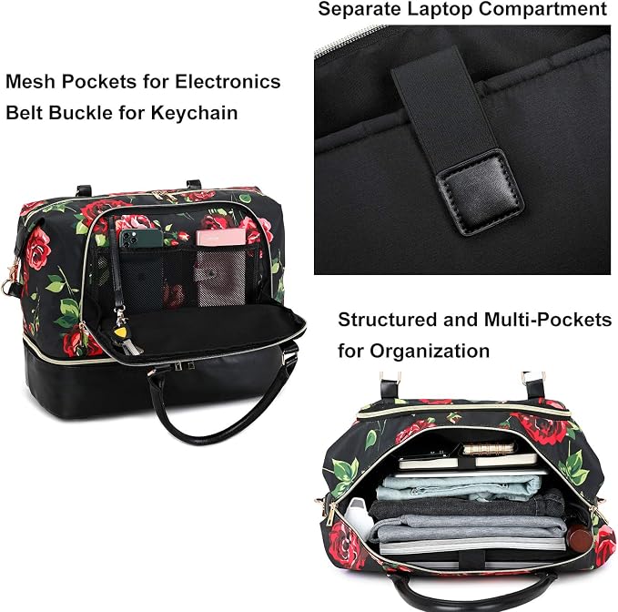 CAMTOP Women Ladies Travel Weekender Bag Overnight Duffel Carry-on Tote Bag fit 15.6 Inch Laptop Computer - Image 5