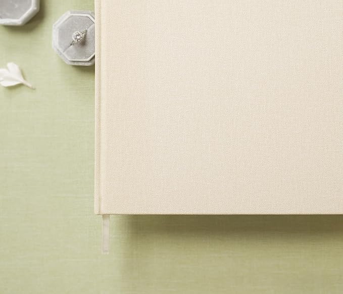 Personalized Guestbook in Cream - Premium Custom Modern Guest Book for Wedding Reception, Birthday Party or Events w/Bookmark Blank Pages for Signing, Extra Large 11.5 x 8.5 inches - Image 3