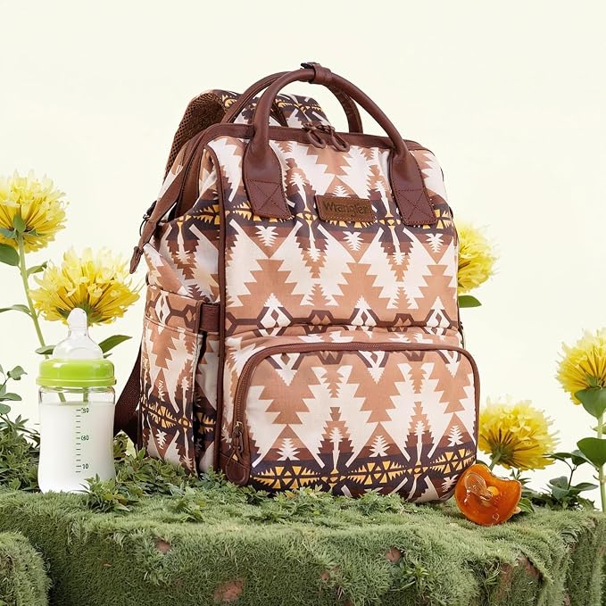 Montana West Wrangler Callie Diaper Bag Backpack with Stroller Straps Southwestern Multifunction Baby Travel Bag WG2210-9110TN - Image 5