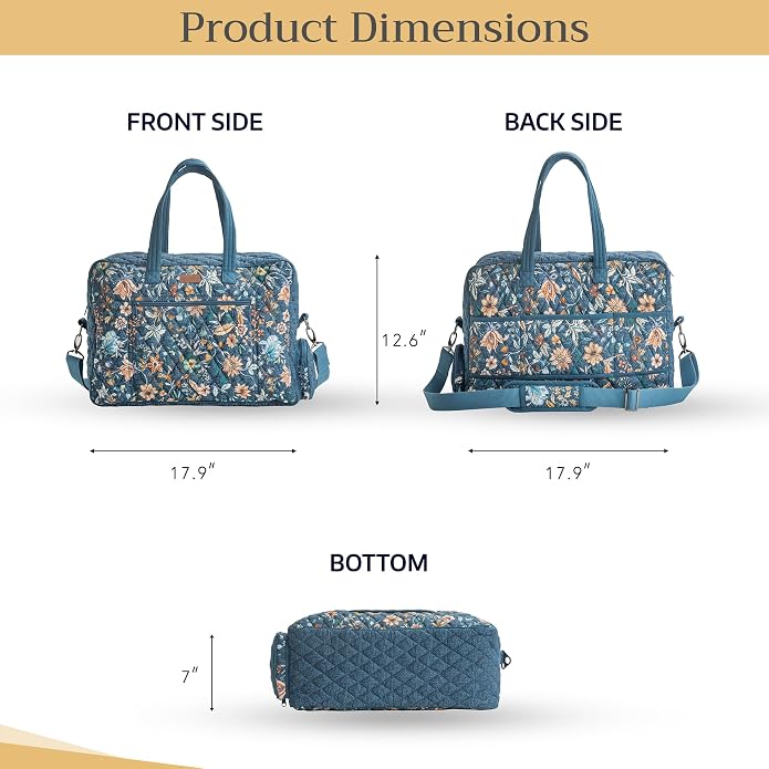 Maison d' Hermine Weekender Bags for Women Cotton Quilted Duffel Overnight Luggage Weekend Bag for Men Gym Gifts Travel | Overnight Luggage Weekend Bag for Men Gym Sports Gifts Duffle bag Business Travellers Trip Spring Summer - Image 5