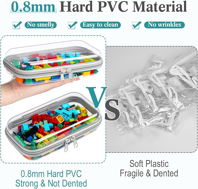 Sanwuta 6 Clear Hard Zipper Case,Gray,7.48 X 3.94 X 2 Inch | Pencil Case Pouches ,Makeup Bag,Plastic Toiletry Diaper Bag ,Travel Toy Storage,Waterproof Organizer Bins - Image 4