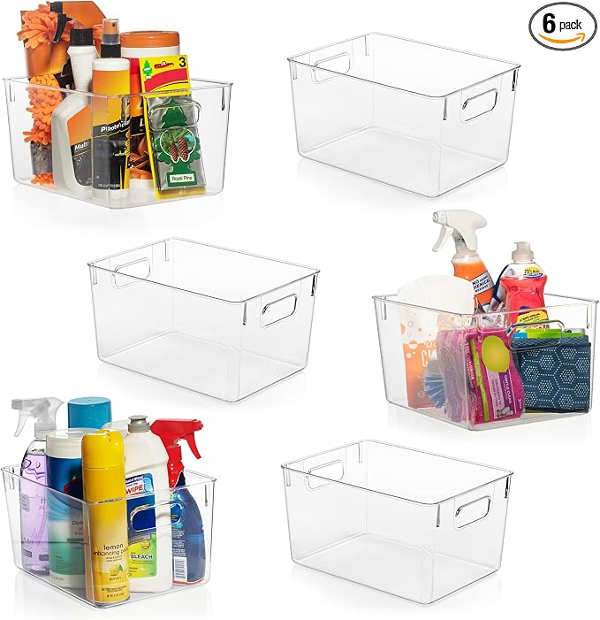 ClearSpace Clear Plastic Storage Bins – Pantry Organizers & Storage Containers, Cabinet Organizer - Home Organization Must Haves for Kitchen, Laundry Room, Office, Closet, Garage & Freezer | Clear plastic storage bins for pantry, cabinet, kitchen, laun... by ClearSpace
