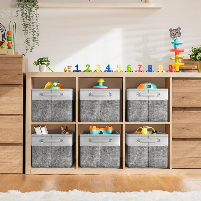 Sorbus Fabric Storage Bins for Shelves - 15 Inch Sturdy Collapsible Storage Bins with 2 Handles, Foldable Baskets for Organizing Home, Closets, Shelf, Toys, Clothes, Large Decorative Storage Baskets - Image 6