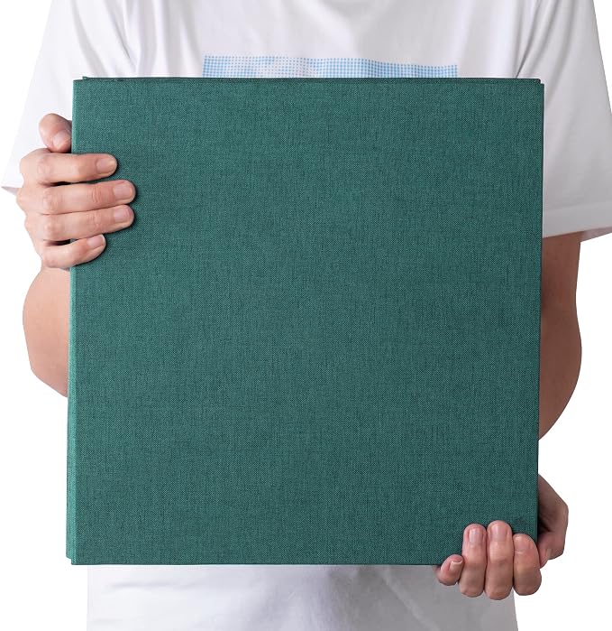 Large Photo Album Self Adhesive 4x6 5x7 3x5 8.5x11 Scrapbook Magnetic Album DIY Scrap Book Length 13 x Width 12.8 (Inches) 120 Black Sticky Pages Linen Cover DIY Photo Album(Dark Green) - Image 6