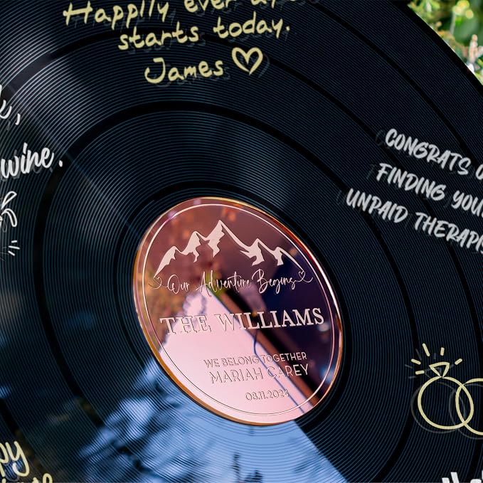 Wedding Vinyl Record Alternative Guestbook | First Dance Special Song Record Guest Book for Wedding Guests | Custom Acrylic Record Wedding GuestBook Alternative - D2 - Image 8