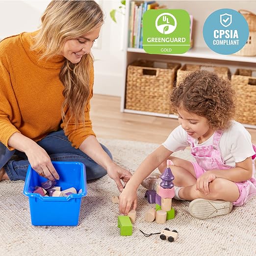 ECR4Kids Scoop Front Storage Bins, Multipurpose Organization, Blue, 10-Piece | Durable plastic, GREENGUARD Gold Certified, 1.2 gallon capacity, lightweight & nestable, built-in handle, classroom/home use - Image 6