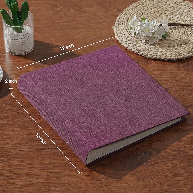 Pssoss Large Linen DIY Scrapbook Album with Writing Space100 Pages, Purple | Fits 3x5, 4x6, 5x7, 6x8, and 8x10 photos for baby, wedding, family, children, anniversary, and memory keeping. - Image 5