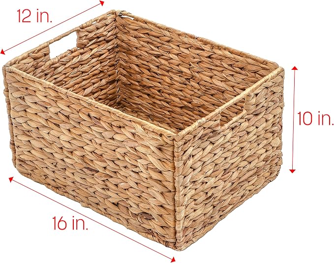 Trademark Innovations Large Foldable Rectangle Woven Wicker Basket Bins for Storage (Set of 4) - Image 2