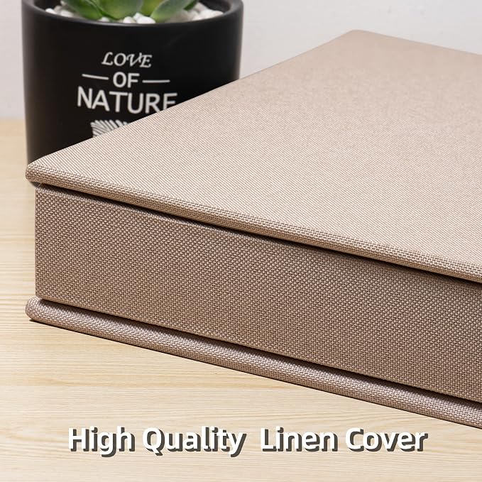 Large Photo Album Self Adhesive 4x6 5x7 3x5 8.5x11 Magnetic Scrapbook DIY Scrap Book Length 13 x Width 12.8 (Inches) 120 Sticky Pages Beige Linen Cover DIY Photo Album - Image 5