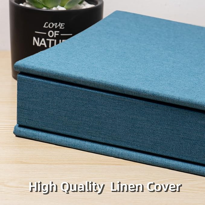 Large Photo Album Self Adhesive 4x6 5x7 3x5 8.5x11 Scrapbook Magnetic Album DIY Scrap Book Length 13 x Width 12.8 (Inches) 120 Sticky Pages Linen Cover DIY Photo Album (Sky Blue) - Image 5