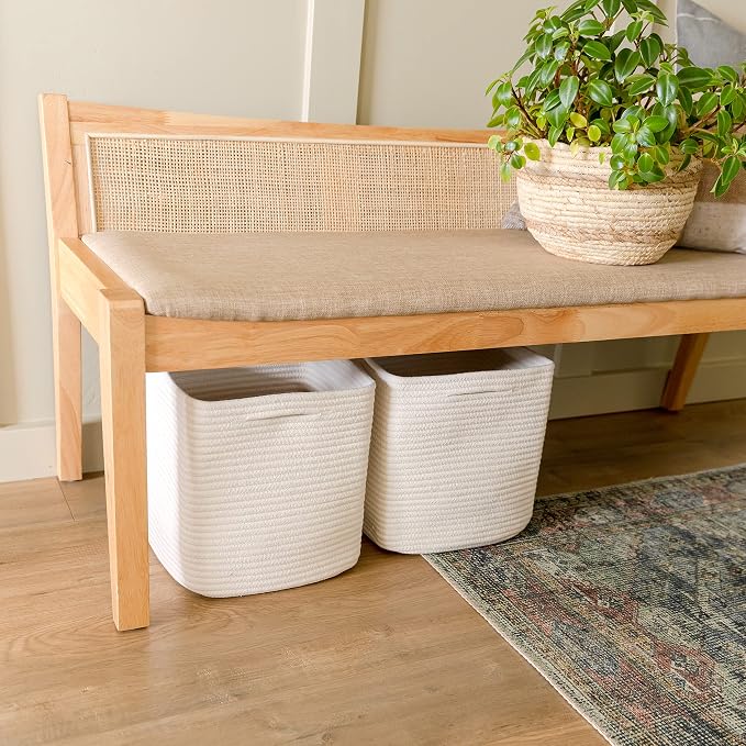 NaturalCozy Storage Cubes 11 Inch Cotton Rope Woven Baskets for Organizing, 3-Pack | Cube Storage Bin | Square Storage Baskets for Shelves Organizer, Classroom, Kids Toy Bins, Closet, Baby Nursery - Image 7