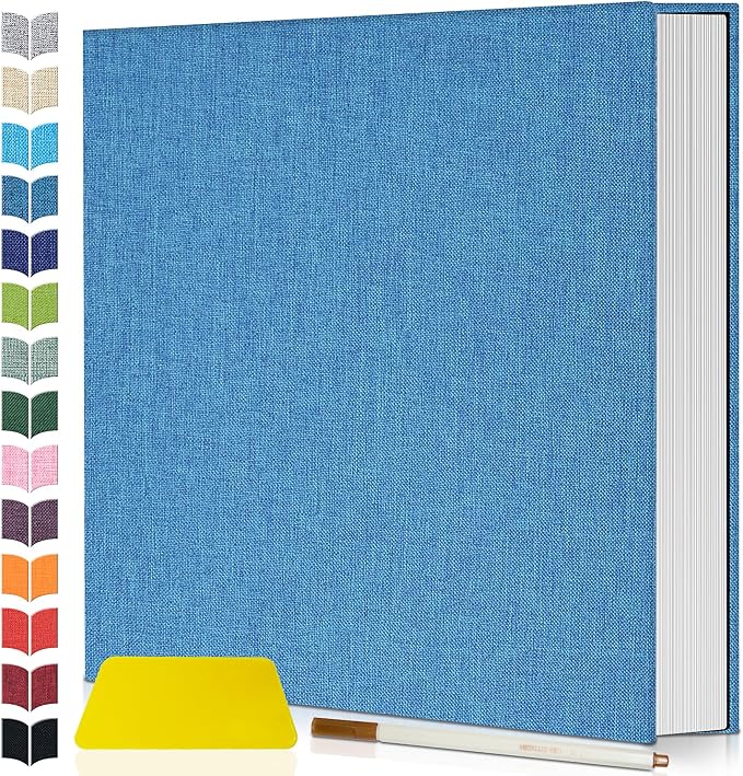 Artfeel Photo Album Self Adhesive Scrapbook,60 Pages Large Photo Book for 4x6,5x7,8x10 Pictures,DIY Album for Baby Wedding Family Travel Birthday,with Metallic Pen and Scraper by Artfeel