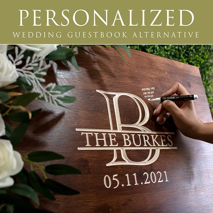 Personalized Wedding Guest Book Alternative with Last Name & Date, 5 Colors, 4 Sizes, Rustic Wedding Decorations, Includes Signing Marker, D3 - Image 3