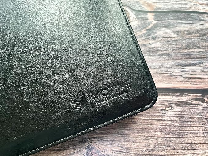 Black Leather Padfolio for Women/Men, Business Leather Binder 3 Ring Portfolio, Personalized Leather Portfolio Binder, Zippered Portfolio Organizer for A4 Notepad & 13-inch Laptop/Tablet - Image 2