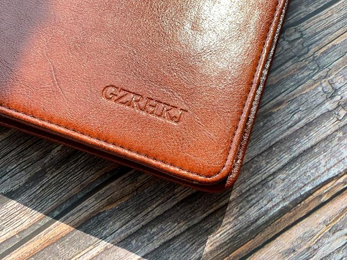Brown Leather Padfolio for Women/Men, Business Leather Binder 3 Ring Portfolio, Personalized Leather Portfolio Binder, Zippered Portfolio Organizer for A4 Notepad & 13-inch Laptop/Tablet - Image 2