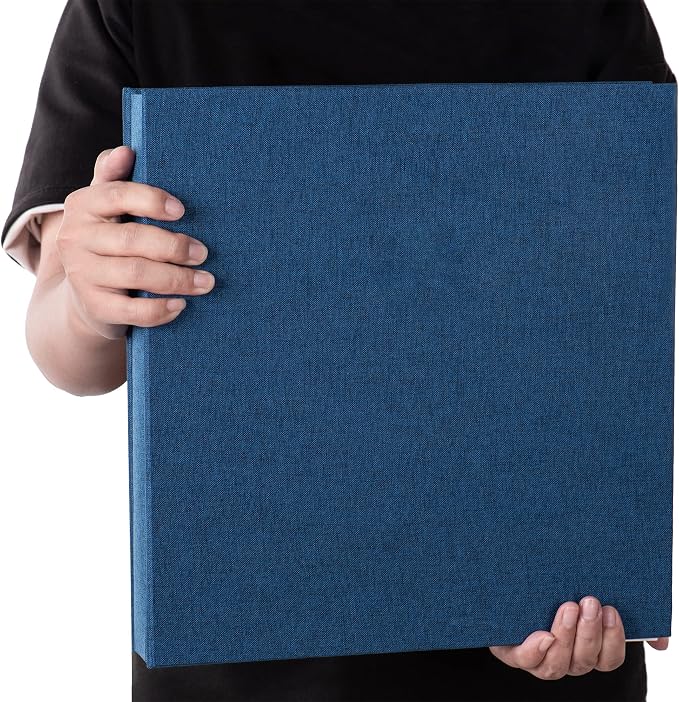 Super Large Photo Album Self Adhesive Scrapbook Album for 4×6 5×7 8×10 10×12 or Bigger Pictures DIY Magnetic Linen Cover Album 80Sheets/160Pages DIY Photo Album(Blue) - Image 5