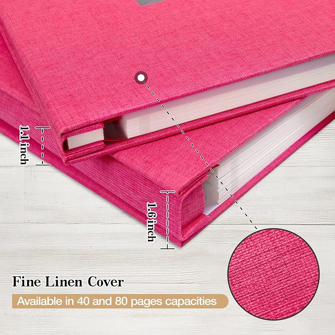 Large Photo Album Self Adhesive 3x5 4x6 5x7 8x10 10x12 Pictures Linen Cover 80 Blank Pages Magnetic DIY Scrapbook Album with A Metallic Pen (Rose Red, 13.2x12.8 inches 80 Pages) | Photo Album Self Adhesive 4x6 5x7 8x10 Pictures, Linen Cover DIY Scrapbo... - Image 5