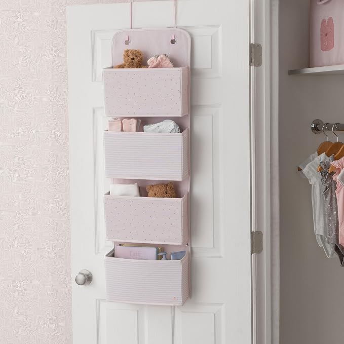 Delta Children - babyGap 2-Pack Over the Door Storage Organizer with 4 Pockets, Pink - Image 2