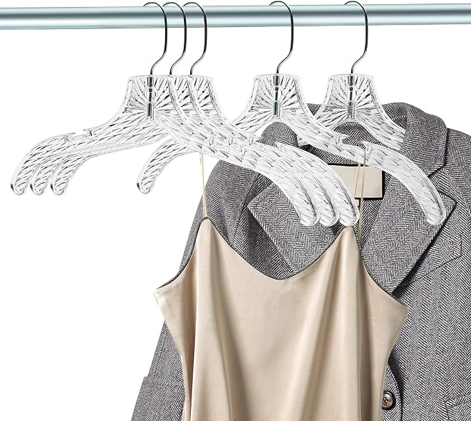 Quality Clear Plastic Hangers 96 Pack - Crystal Cut for Shirts, Suits, Coats, Dresses Hangers, Heavy Duty & Nonslip Design with Swivel Hook, 17 inches - Image 6