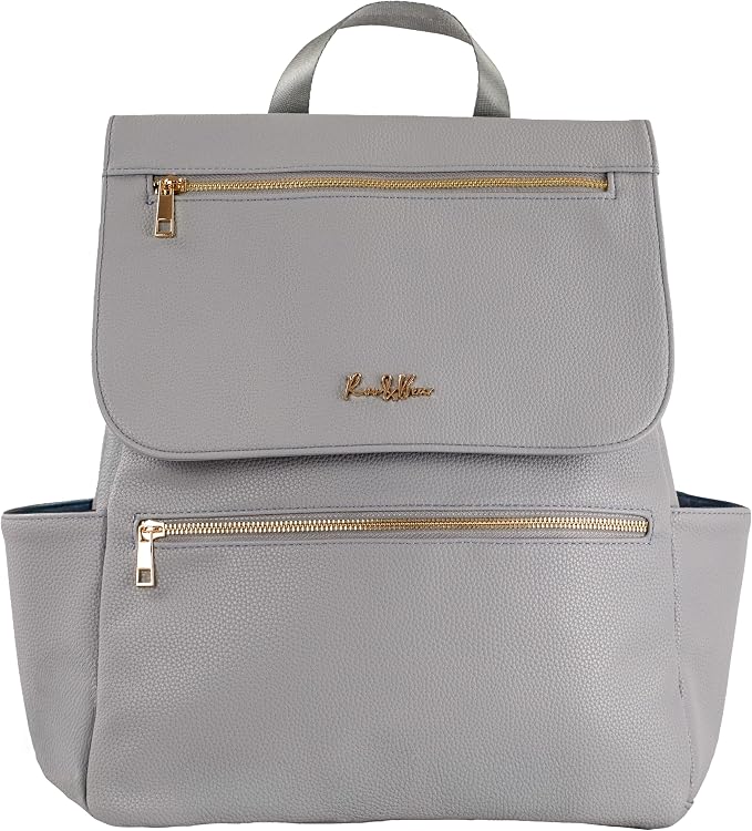 Premium Vegan Leather Diaper Bag Backpack – Large Designer Baby Bag, Stylish Diaper Backpack with Stroller & Crossbody Straps & Multiple Compartments (Ash Grey) by Unknown