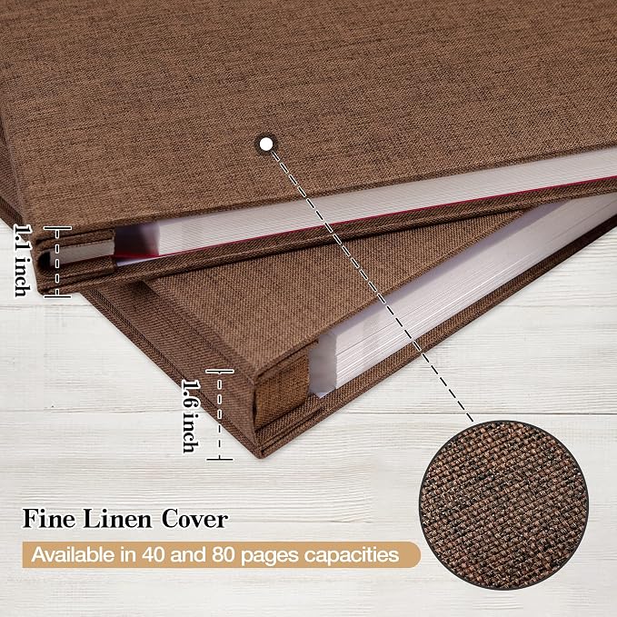 Large Photo Album Self Adhesive 3x5 4x6 5x7 8x10 Pictures Linen Cover 80 Blank Pages Magnetic DIY Scrapbook Album with A Metallic Pen (Brown, 11x10.6 inch 80 Pages) | Photo Album Self Adhesive 4x6 5x7 8x10 Pictures, Linen Cover DIY Scrapbook Albums for... - Image 5