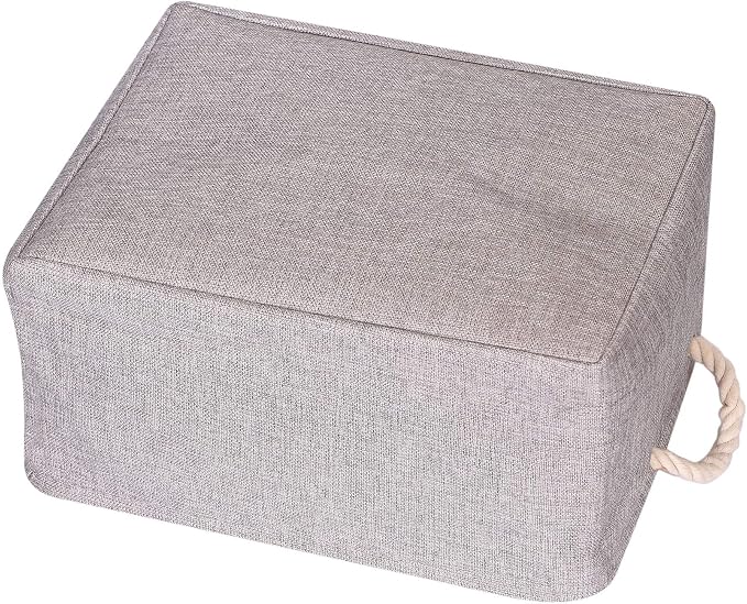 TENABORT 5 Pack Large Storage Basket Bin, Foldable Storage Cube Box Canvas Fabric Collapsible Organizer with Handles for Closet Home Office Clothes Shelf, Grey - Image 8