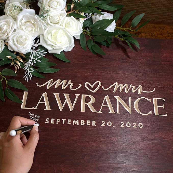 Personalized Wedding Guest Book Alternative with Couple's Names & Date, 5 Colors, 4 Sizes, Rustic Wedding Decorations, Includes Signing Marker, D1 - Image 5