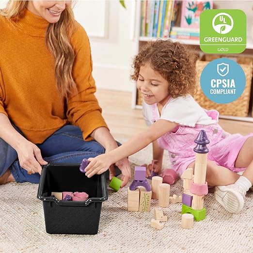 ECR4Kids Scoop Front Storage Bins, Multipurpose Organization, Black, 10-Piece | Durable plastic, GREENGUARD Gold Certified, 1.2 gallon capacity, lightweight & nestable, built-in handle, classroom/home use - Image 6
