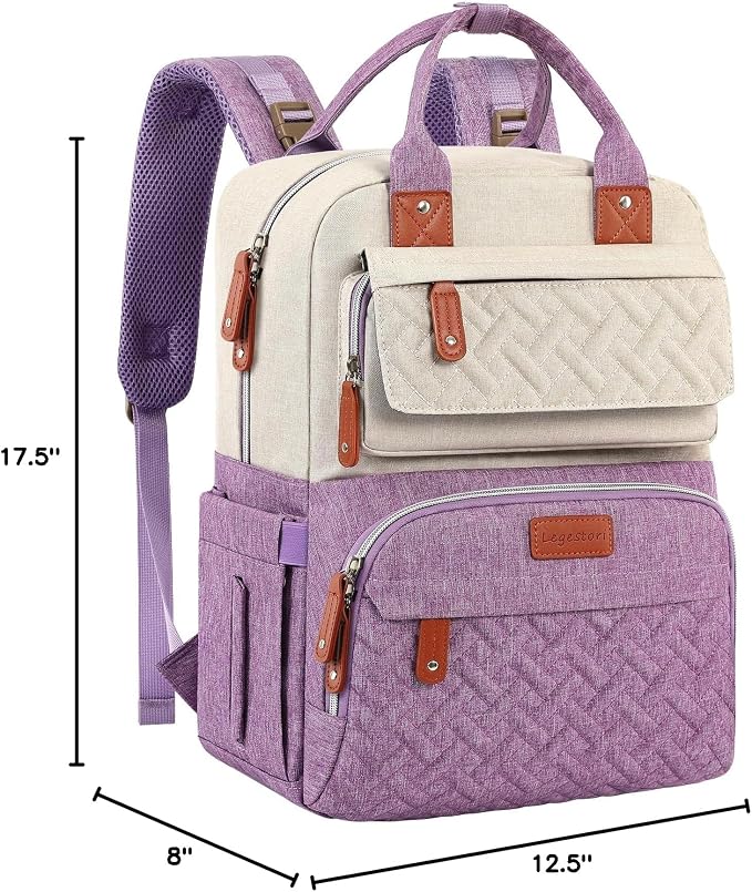 Diaper Bag Backpack, Large Unisex Baby Bags for Boys Girls, Purple Baby Nappy Diaper Bag, Multipurpose Travel Back Pack for Moms Dads with Insulated Pockets and Stroller Straps - Image 9