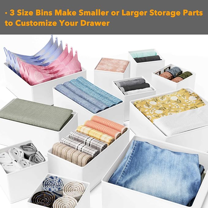 SpaceAid Drawer Organizer Clothes, 12 Pack Dresser Organizer Bins for Nursery, Closet Organization and Storage Dividers for Clothing, Baby Clothes, Underwears, Socks (White) - Image 5