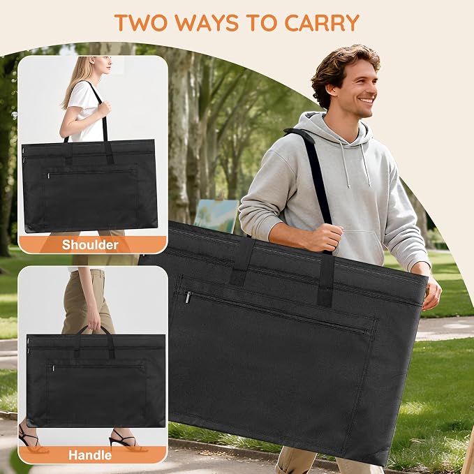 ZKOO Light Weight Art Portfolio Bag, 24x36 Artist Canvas Case with Detachable Shoulder Strap, Leather Corners, Art Portfolio Case for Artwork, Poster, Sketching, and Drawing (24" x 36" Black) - Image 4
