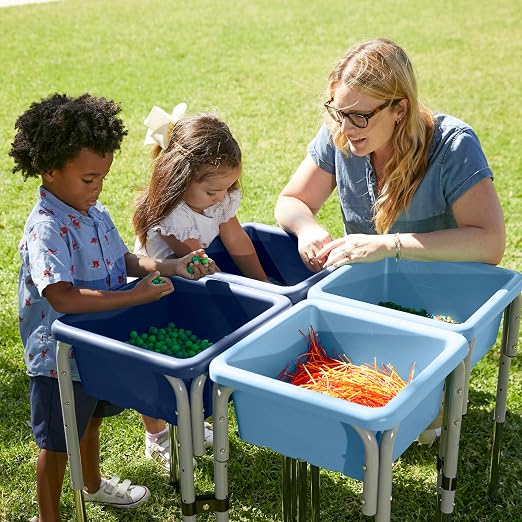 ECR4Kids Stackable Square Bins with Non-Snap Lids, Multipurpose Organization, Powder Blue, 2-Pack - Image 8