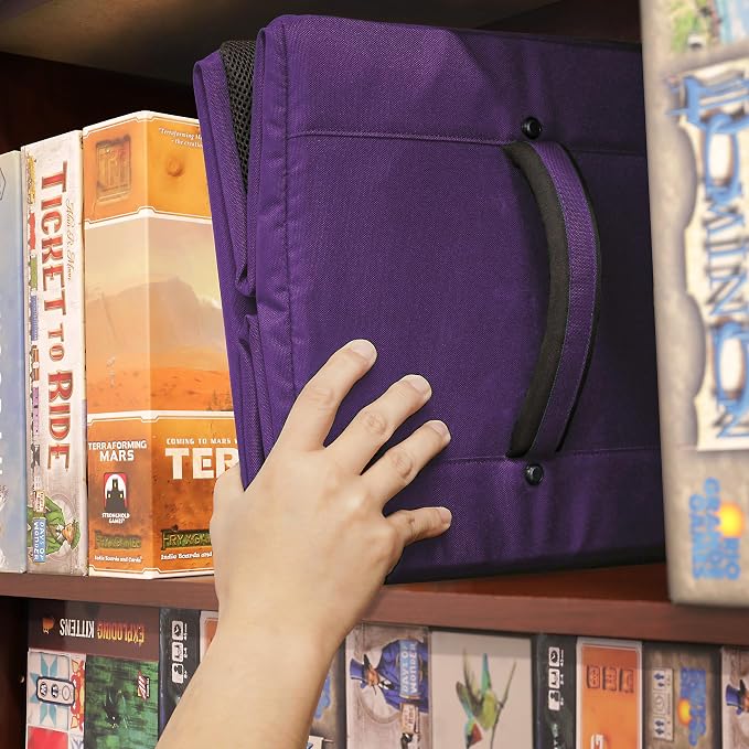 ENHANCE Board Game Shoulder Bag - Collector's Edition Board Game Storage with Shoulder Strap and Accessories Pockets for Dice, Cards, More - Reinforced Carrier Protects Tabletop Games (Dragon Purple) - Image 7