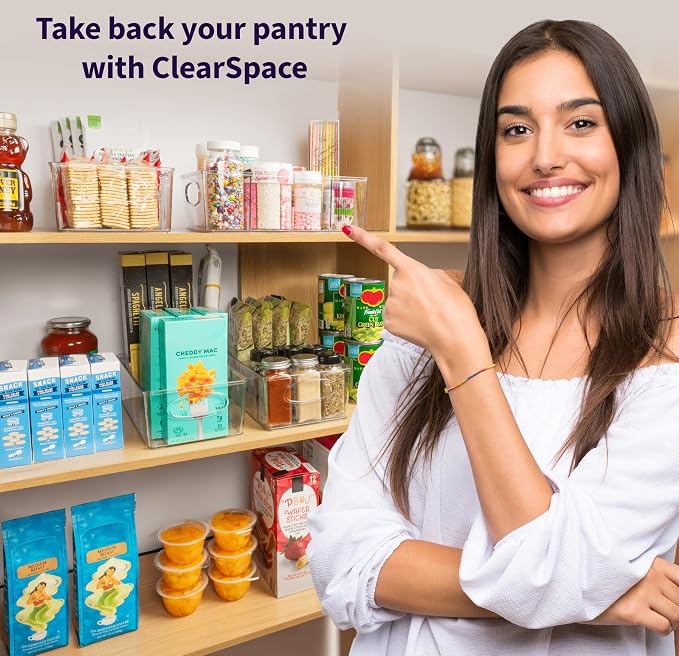 ClearSpace Pantry Organizers and Storage and Cabinet Organizer, 8 Pack | Organize snacks, groceries, and kitchen essentials with storage bins designed for pantry shelves, refrigerators, and cabinets - Image 5