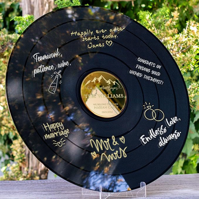 Wedding Vinyl Record Alternative Guestbook | First Dance Special Song Record Guest Book for Wedding Guests | Custom Acrylic Record Wedding GuestBook Alternative - D1 by PersonalizedFavors